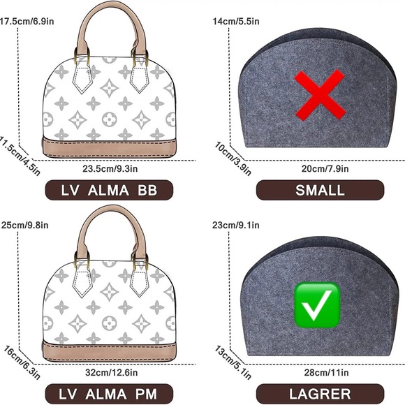 Bag Organizer for LV Alma PM Felt Purse Organizer Insert (Gray) - Picture 6 of 6